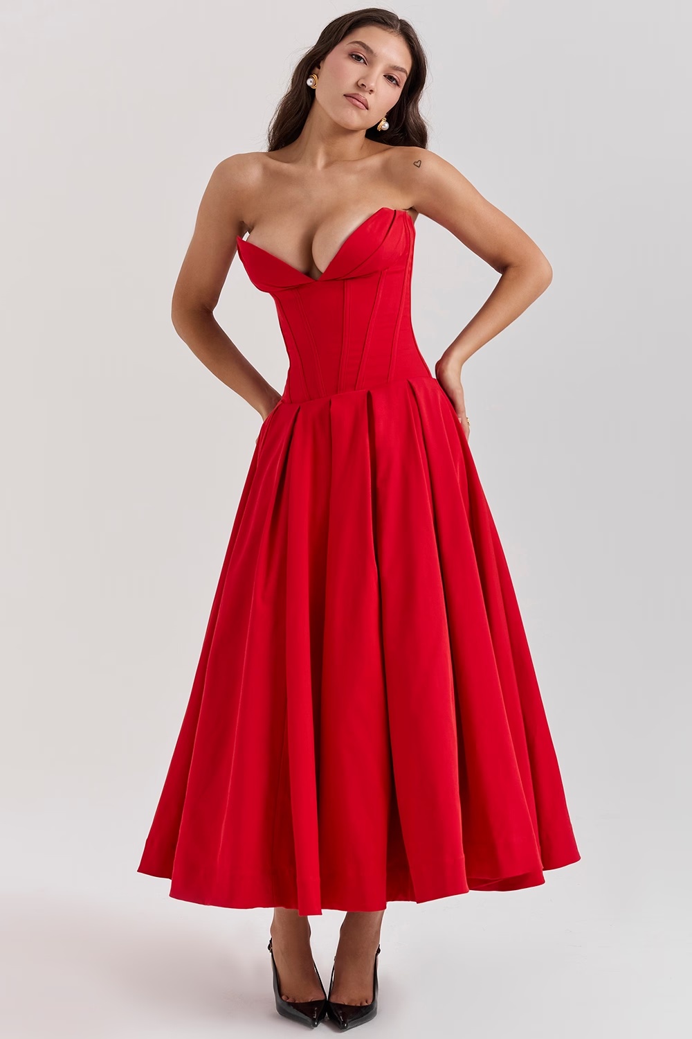 scarlet strapless midi dress - sale