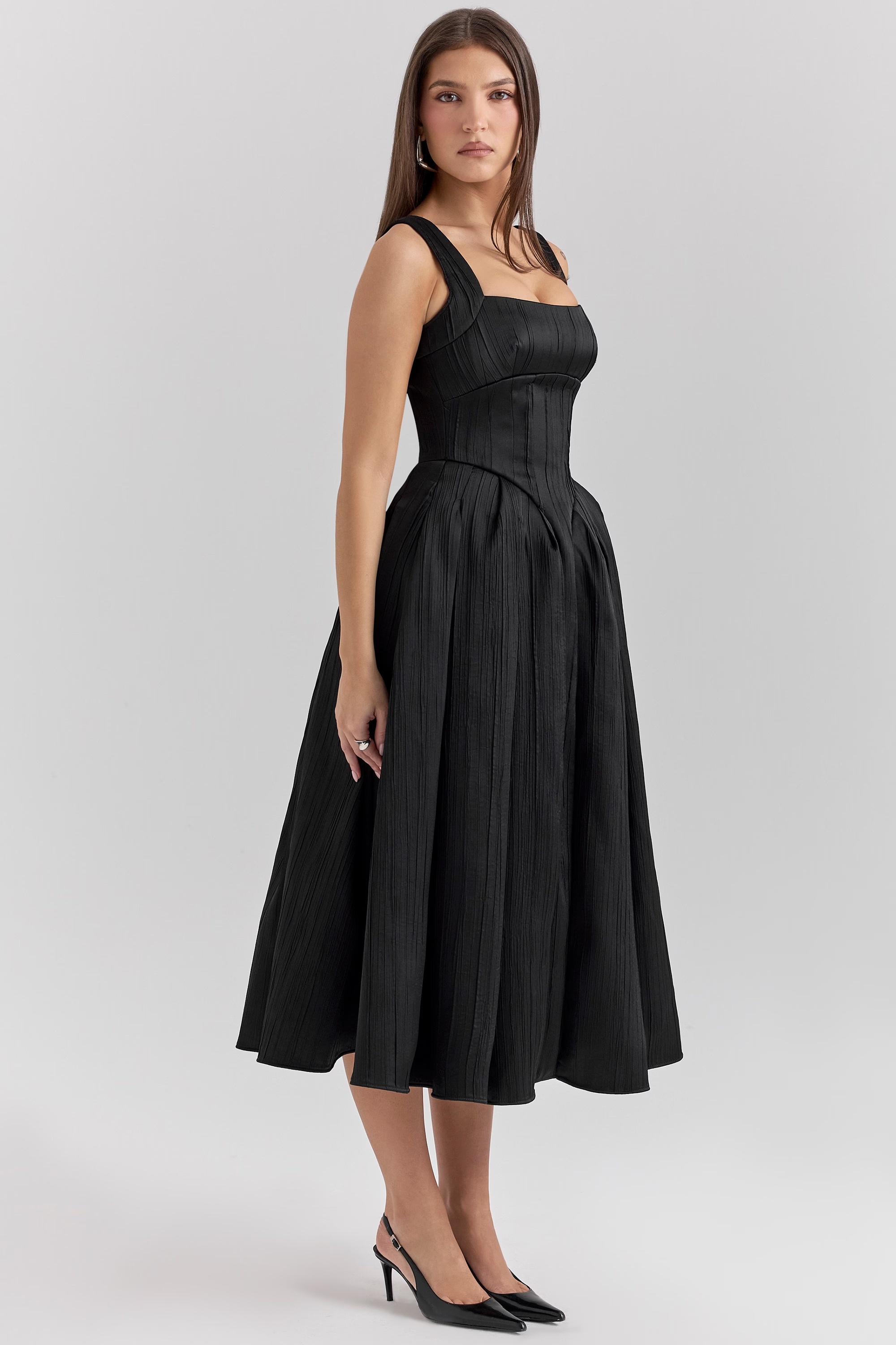 corset maxi dress Historical pattern Edwardian overbust from satin and floral mes Ruffle Detailed Mini Dress Size:US 18Plus  / UK 22 / EU 48 feature_Chiffon