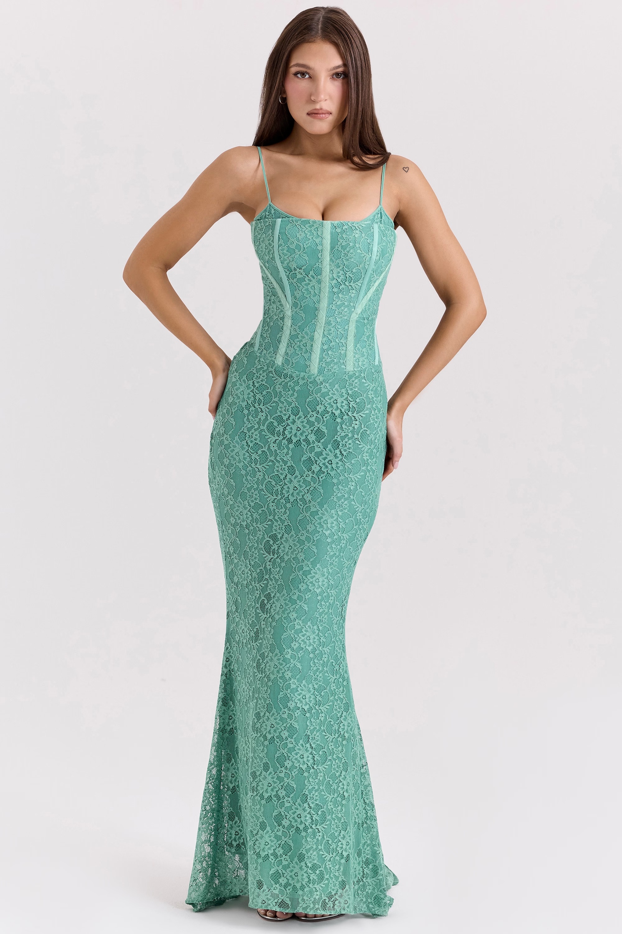 jade lace corset maxi dress - sale