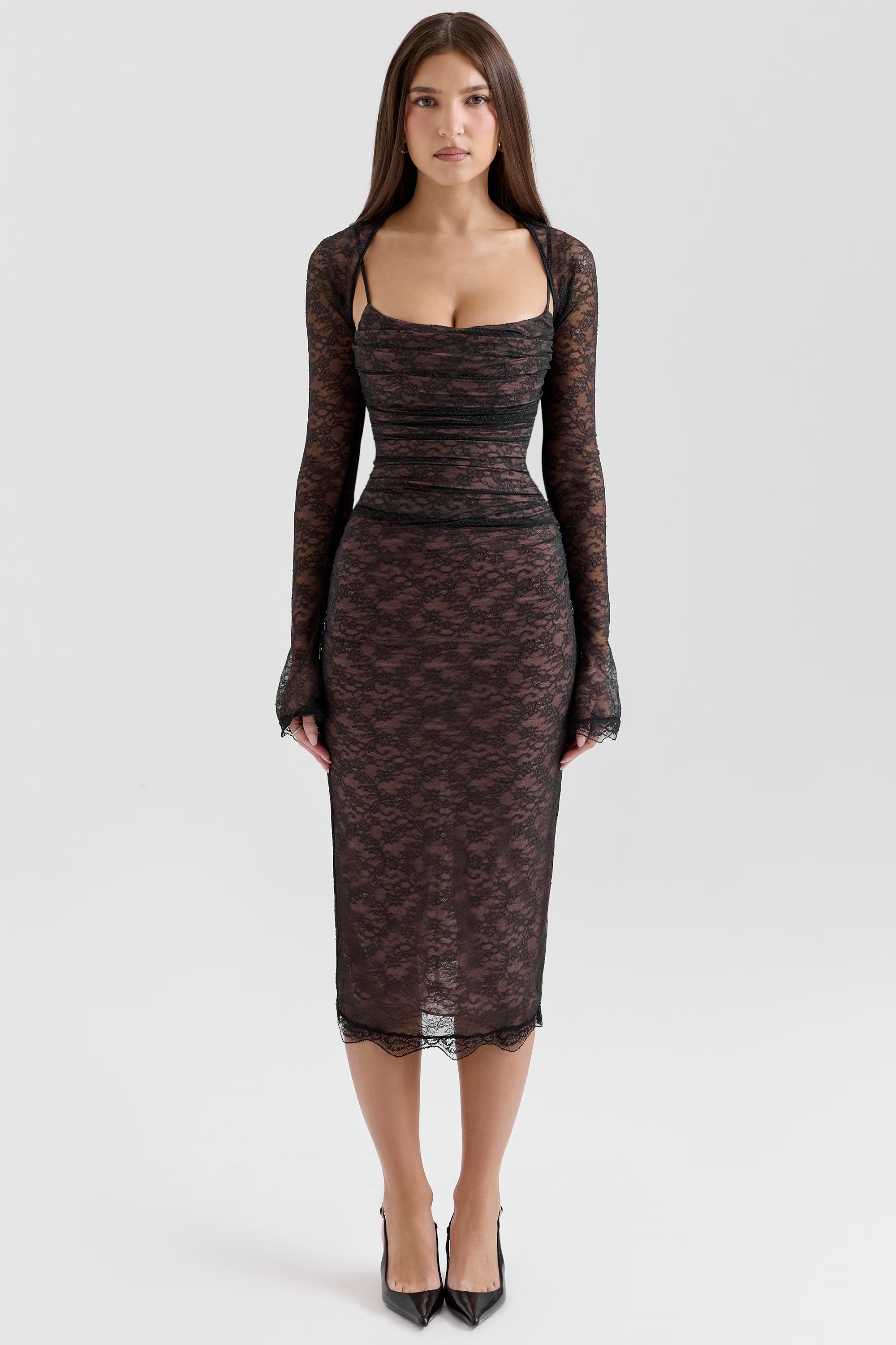 black lace corset midi dress - sale