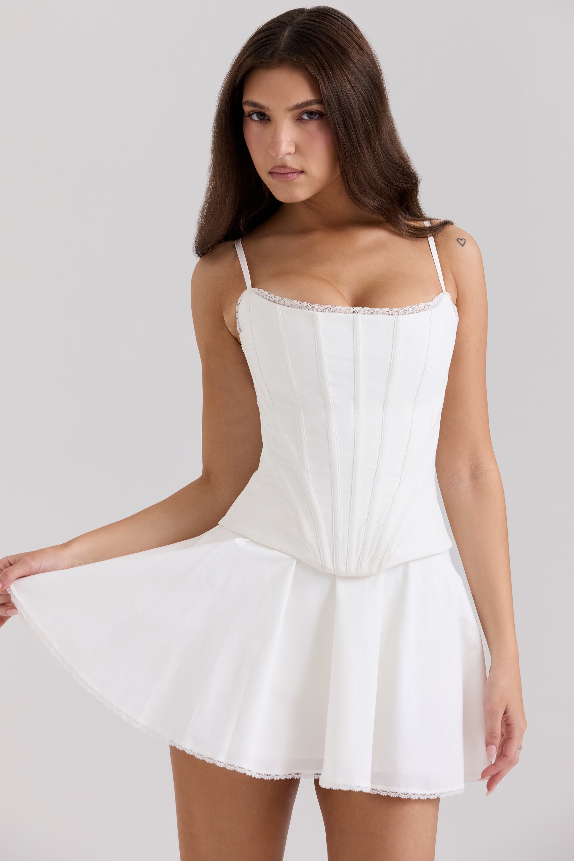 white cotton built-in bloomer shorts mini skirt - sale