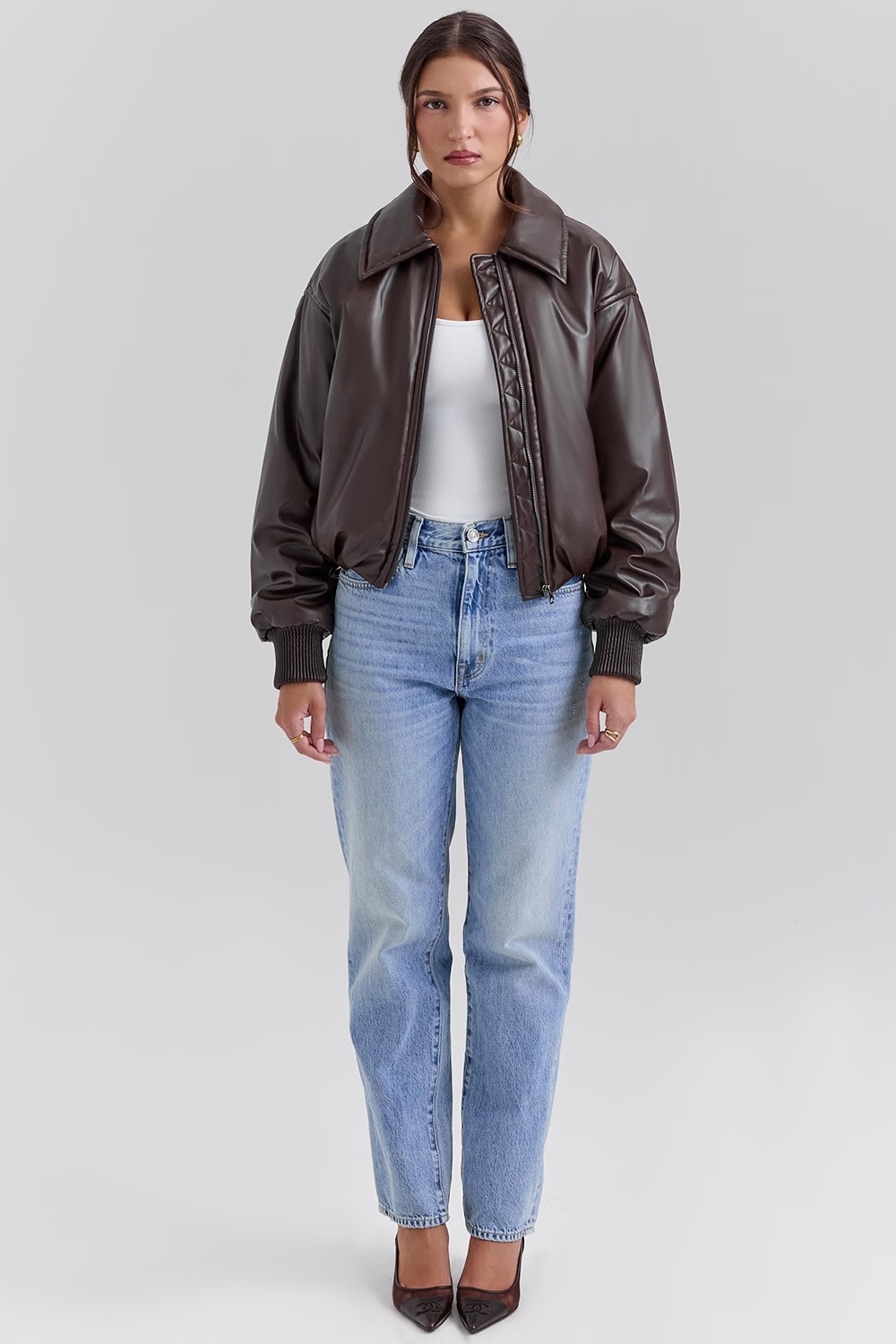 1683-dark-brown-vegan-leather-bomber-jacket-sale-4.jpg dark brown vegan leather bomber jacket - sale