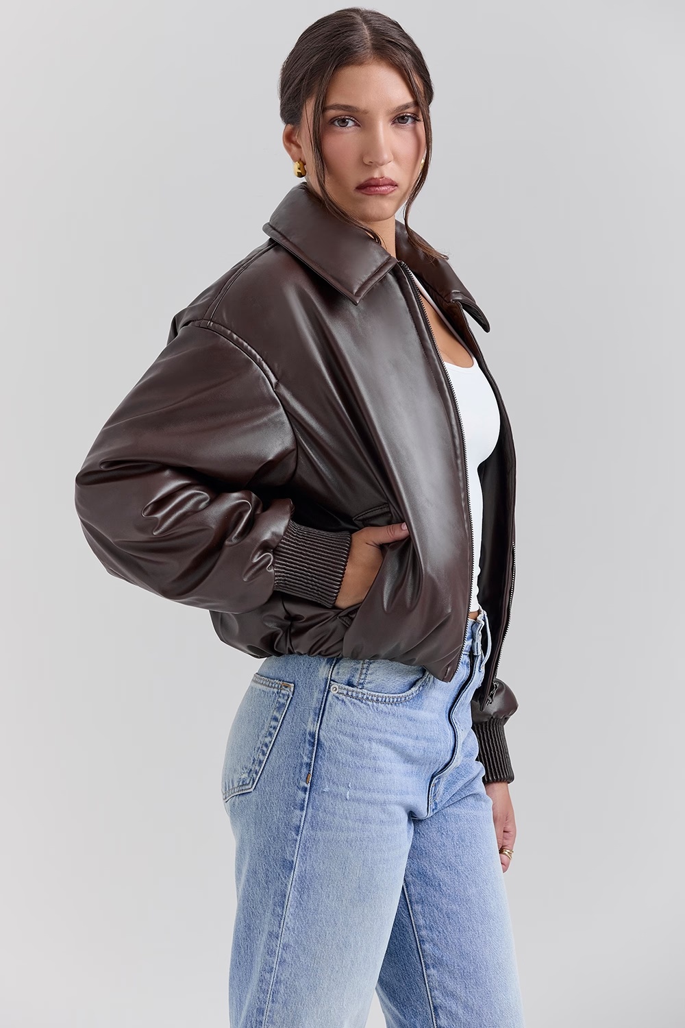 1683-dark-brown-vegan-leather-bomber-jacket-sale-6.jpg dark brown vegan leather bomber jacket - sale