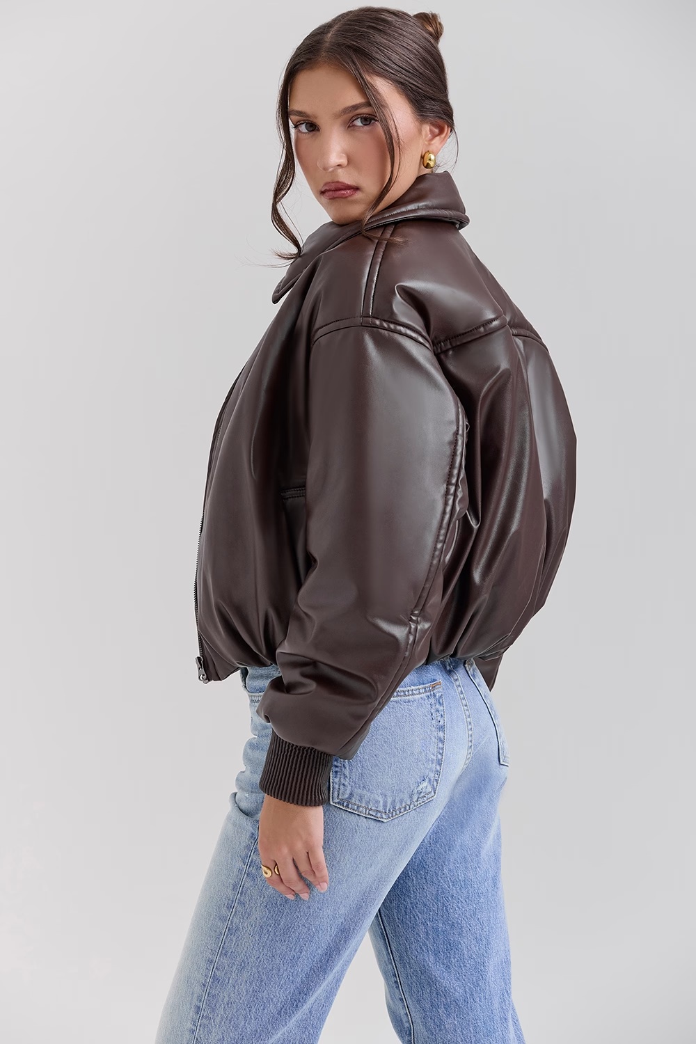 1683-dark-brown-vegan-leather-bomber-jacket-sale-7.jpg dark brown vegan leather bomber jacket - sale