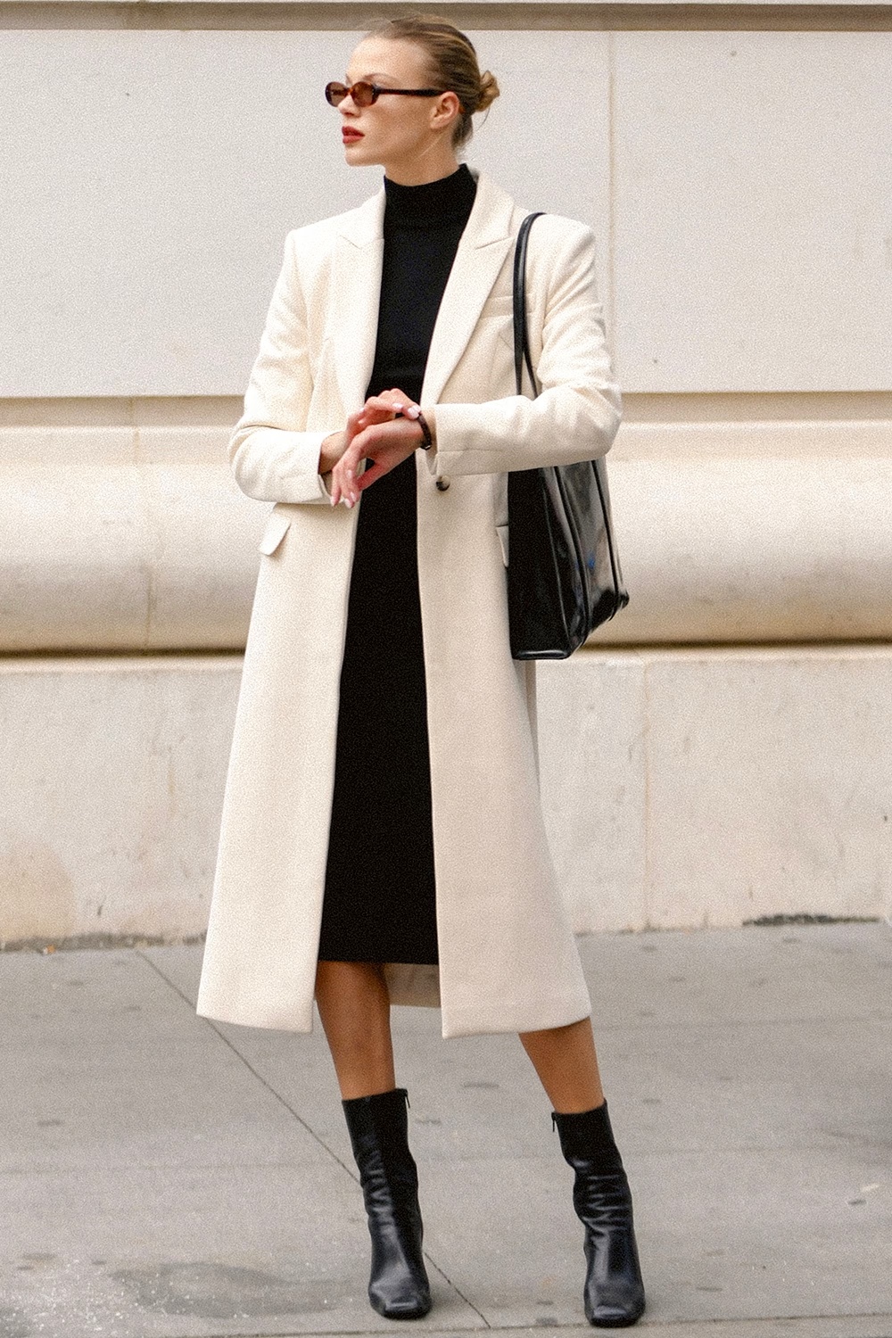 ivory single breasted long coat - sale