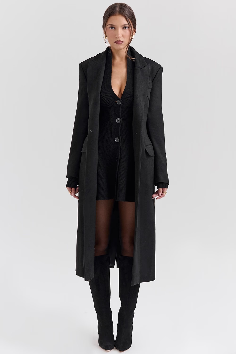 black single breasted long coat - sale