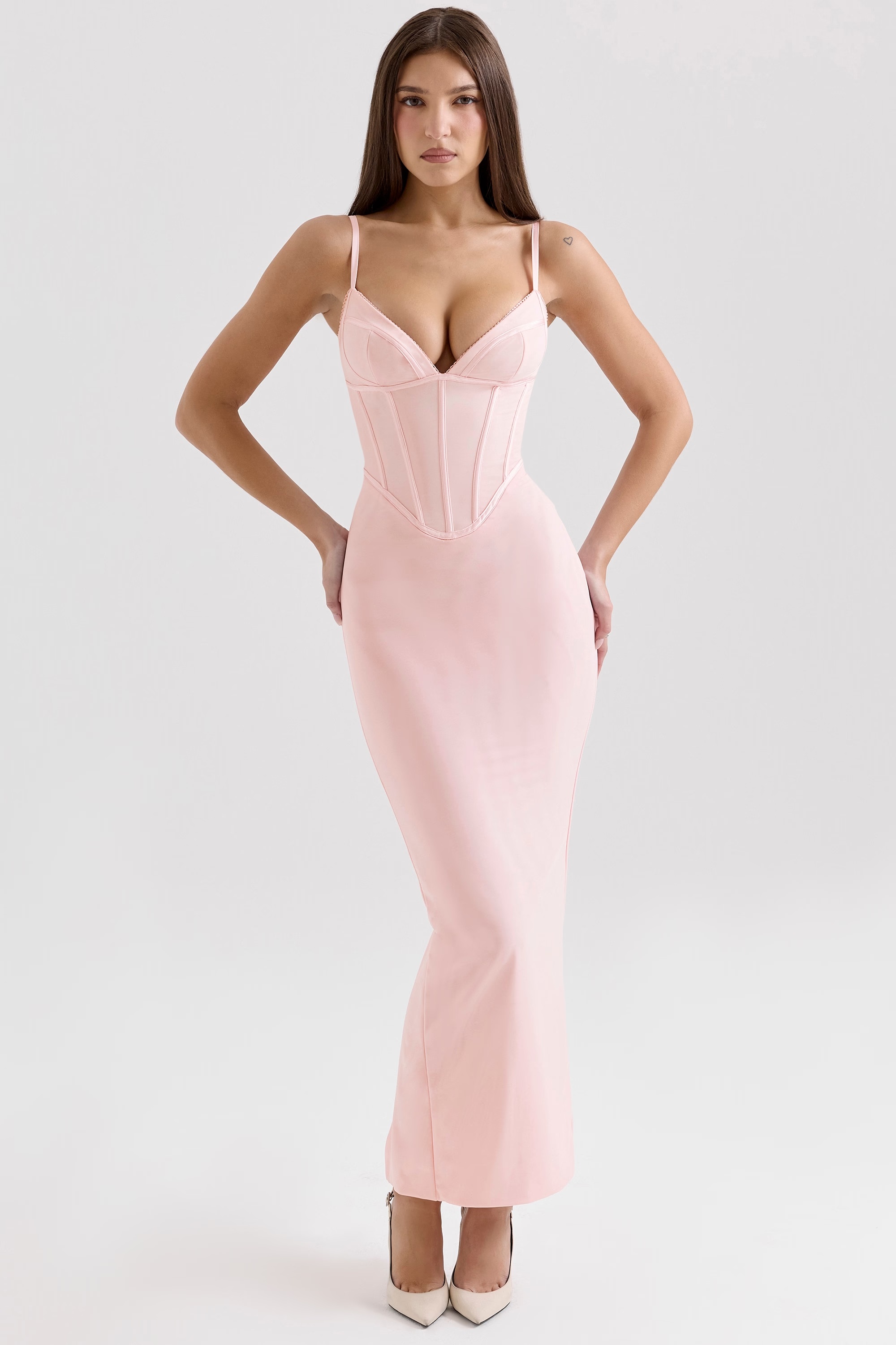 pink mesh bodycon maxi dress - sale