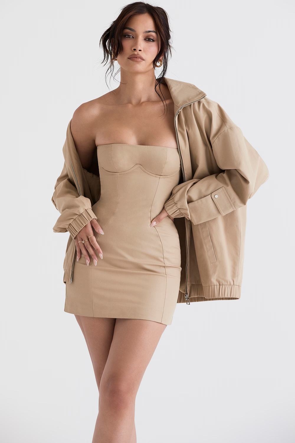 taupe oversized track jacket - sale