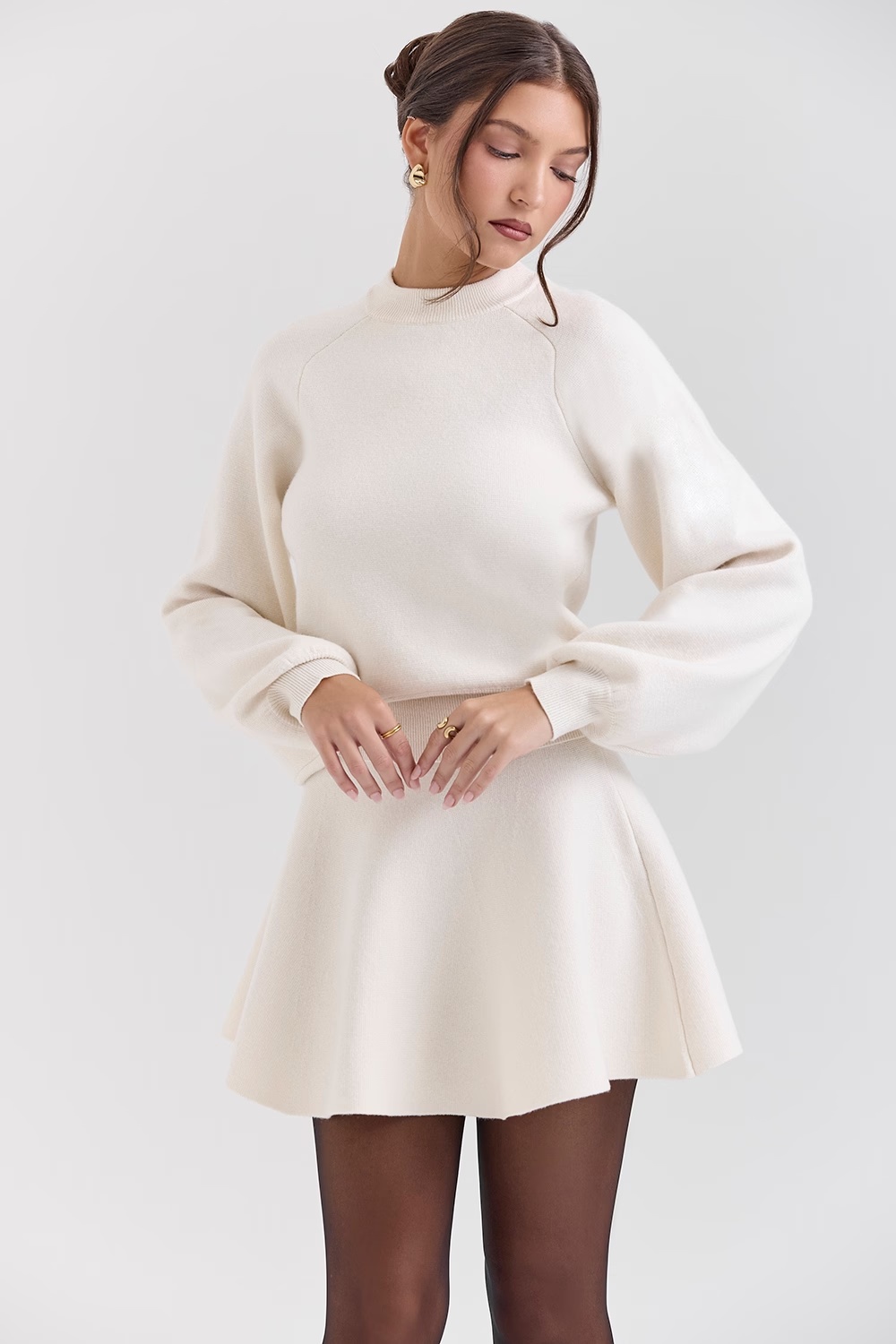 cream wool cashmere heavy knit sweater