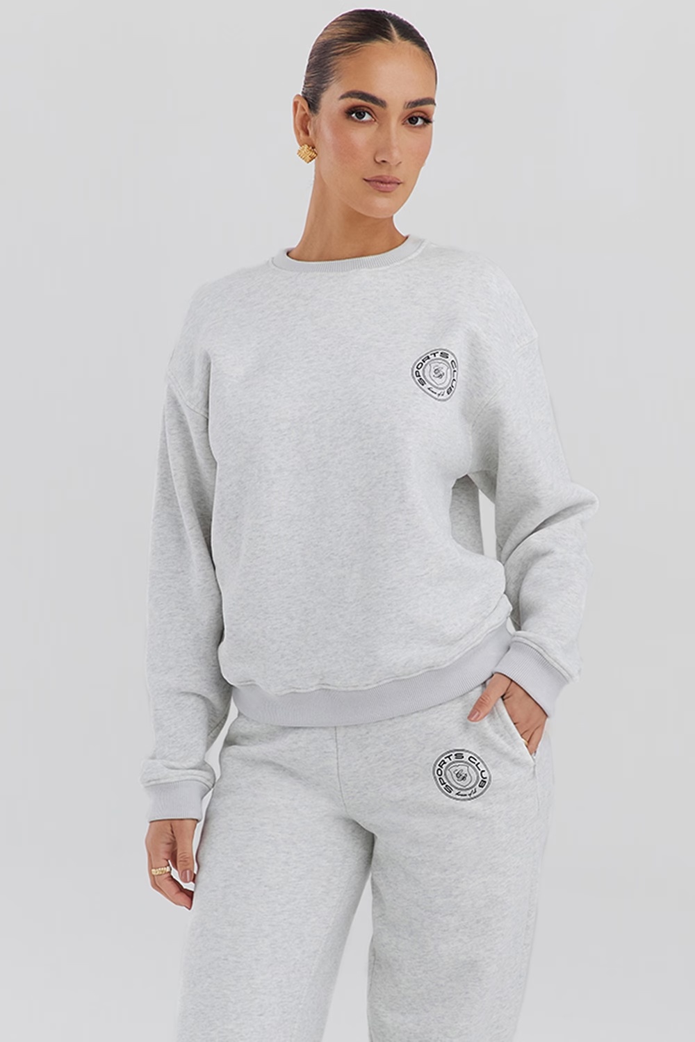 light grey marl crew neck sweatshirt - sale