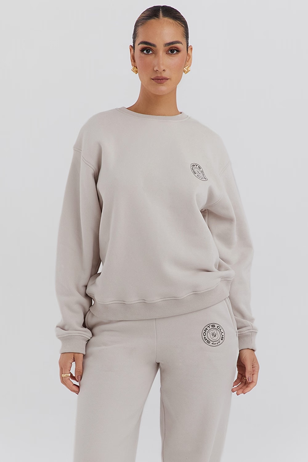cloud cotton fleece-back crew neck sweatshirt - sale