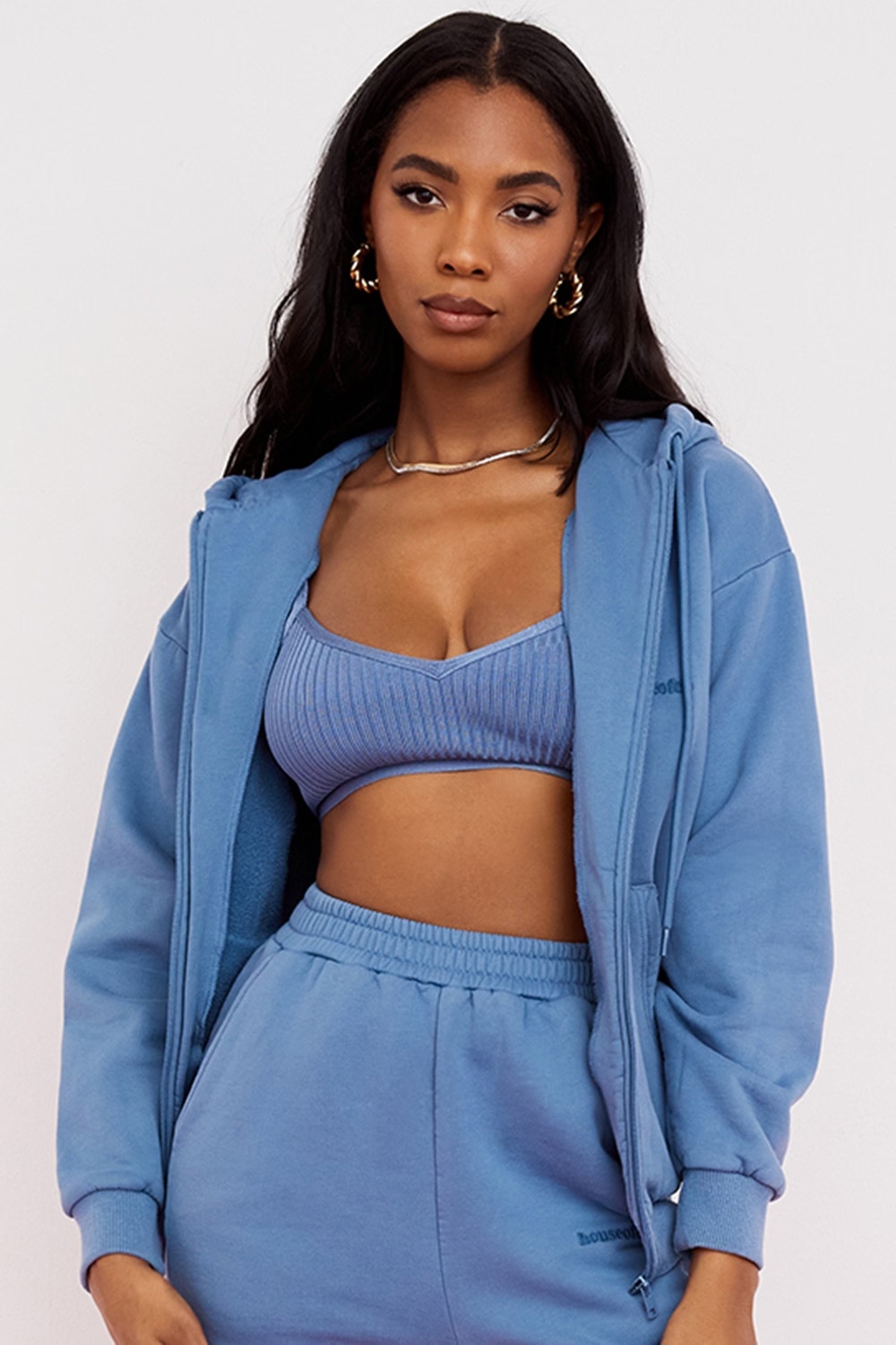 azure cotton fleece-back zip through hoodie - sale