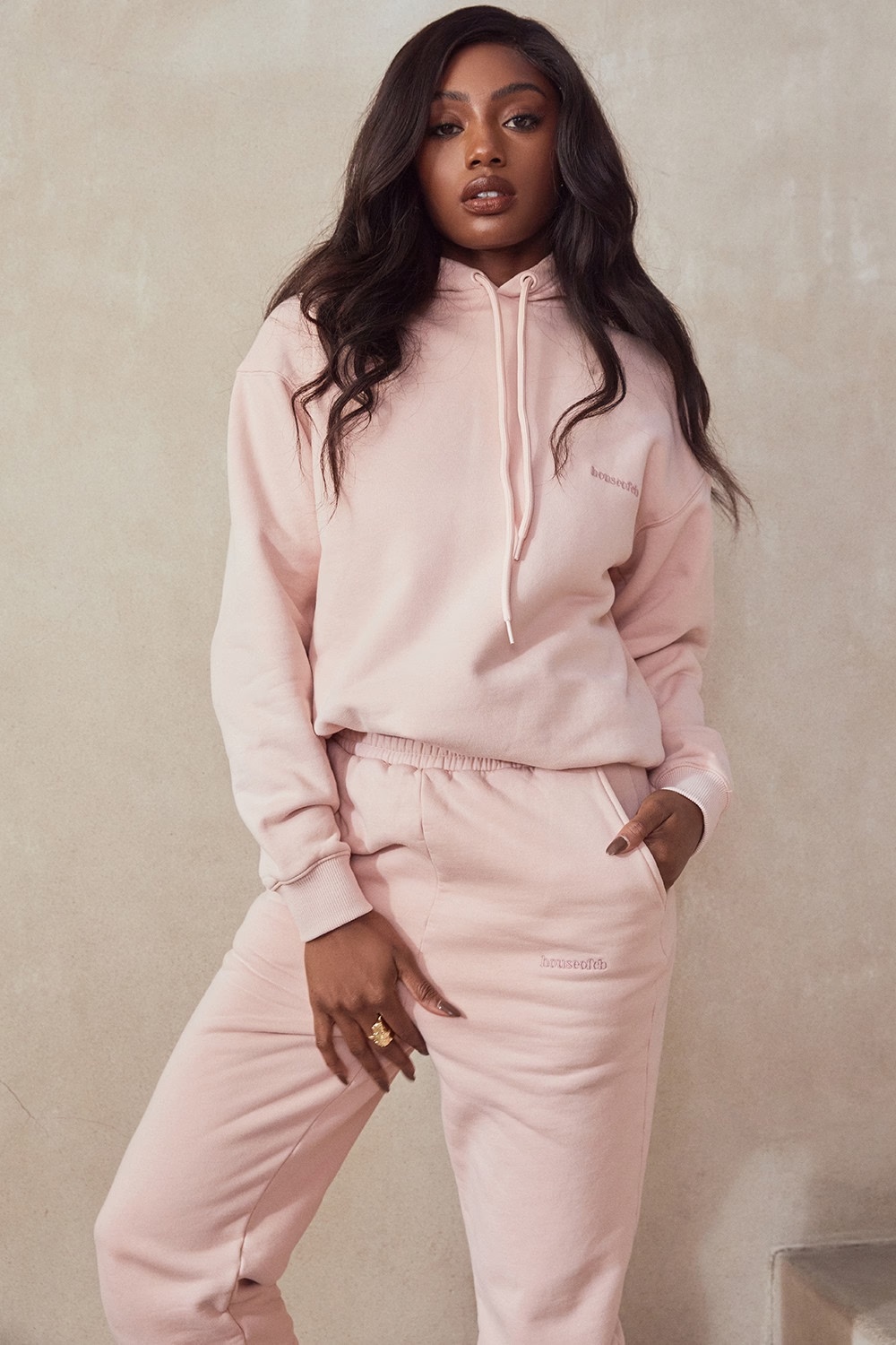 blush cotton fleece-back oversized hoodie