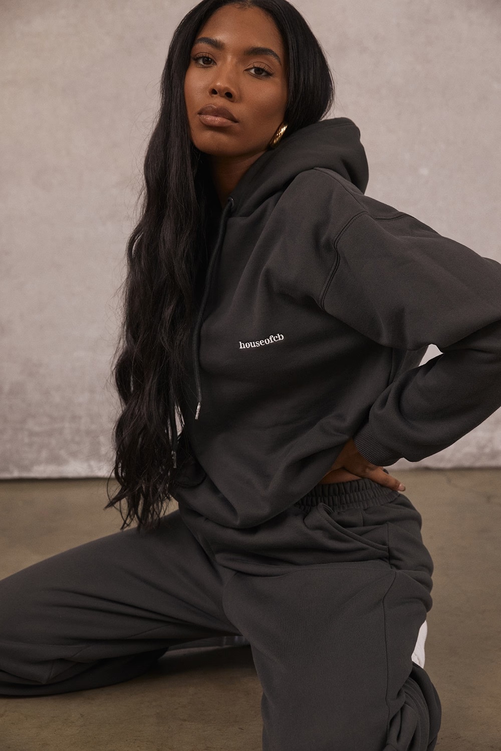 charcoal cotton fleece-back oversized hoodie