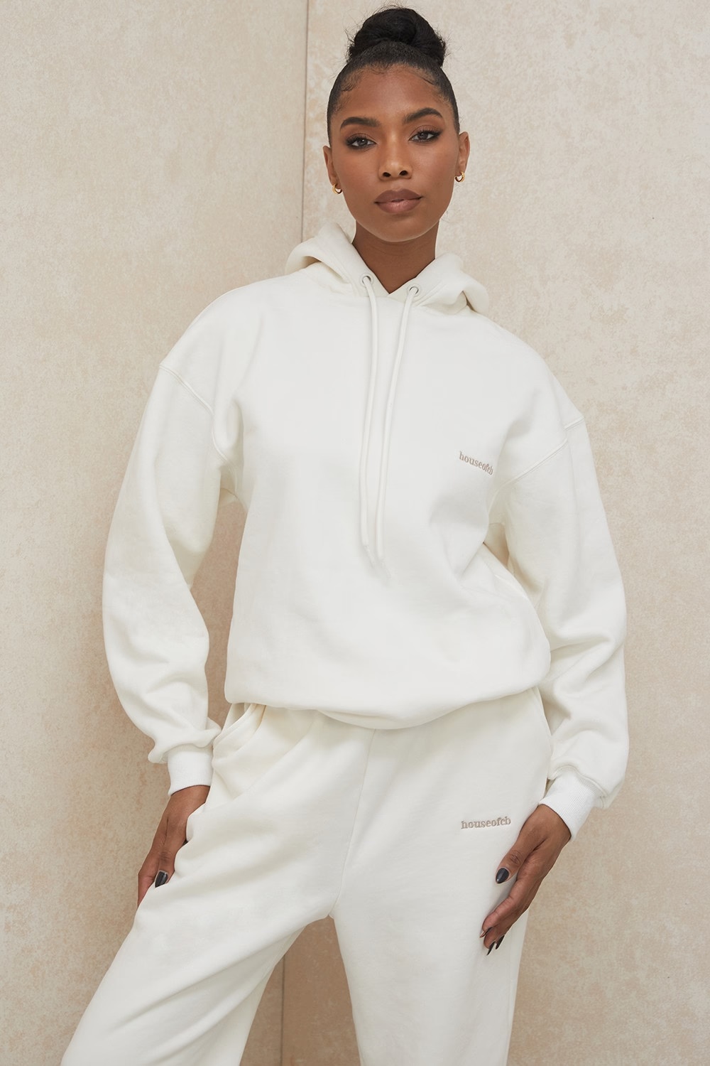 off white cotton fleece-back oversized hoodie - sale