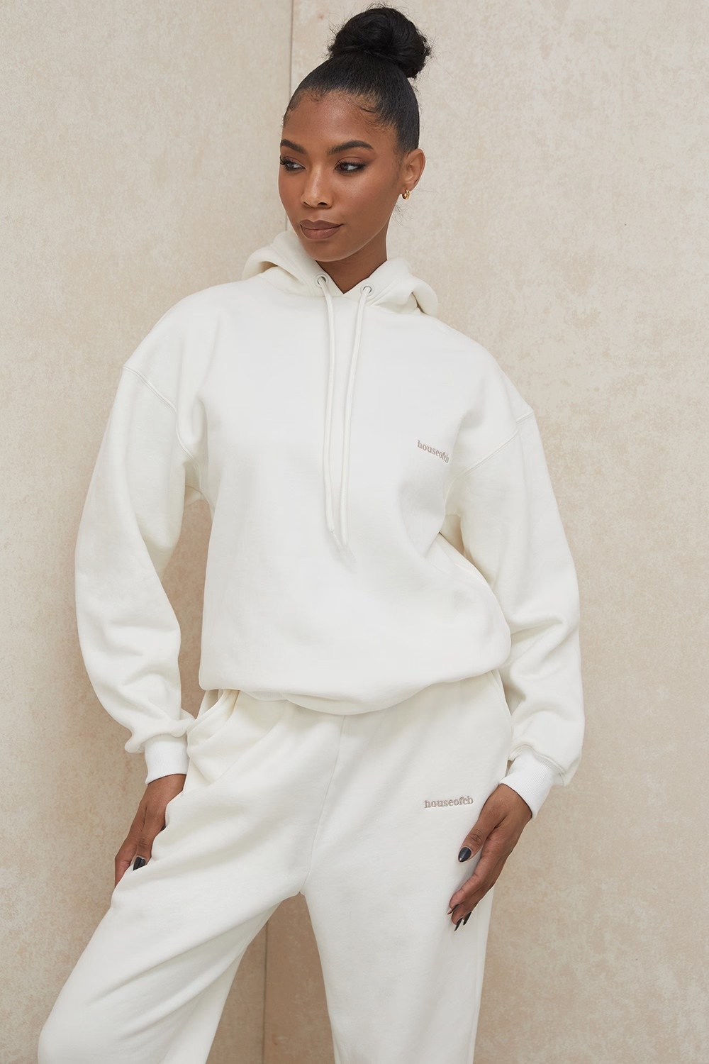 off white cotton fleece-back oversized hoodie - sale