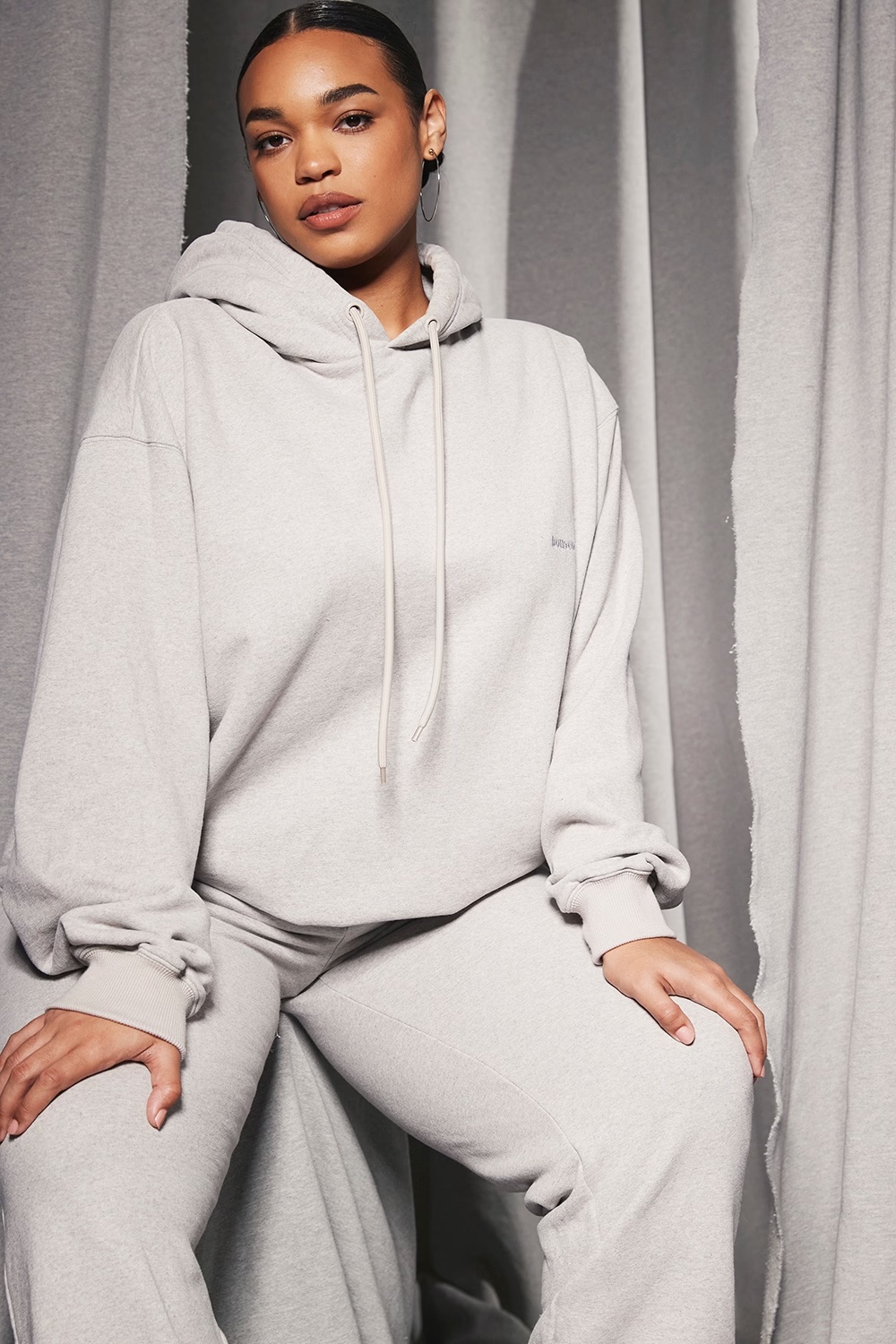 light grey cotton fleece-back oversized hoodie - sale