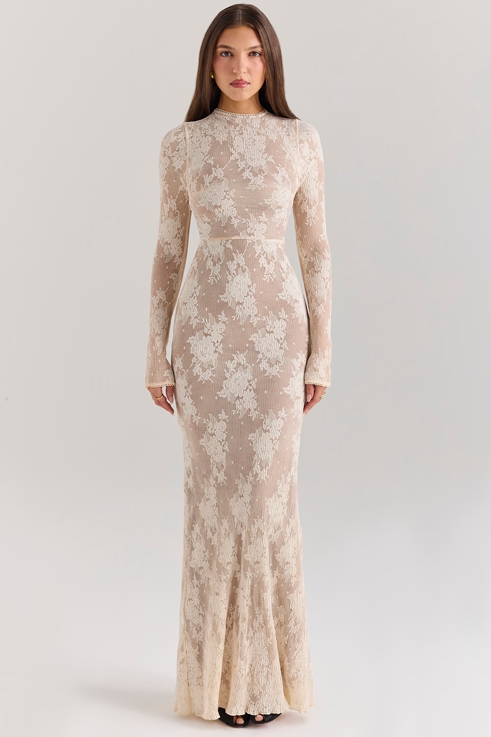 peach lace maxi dress - sale