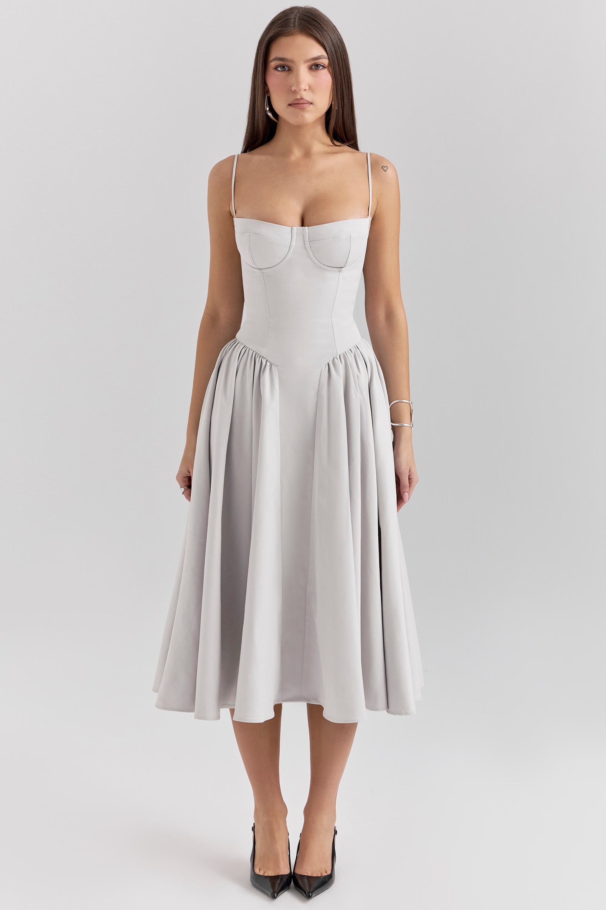 dove grey corset midi dress - sale