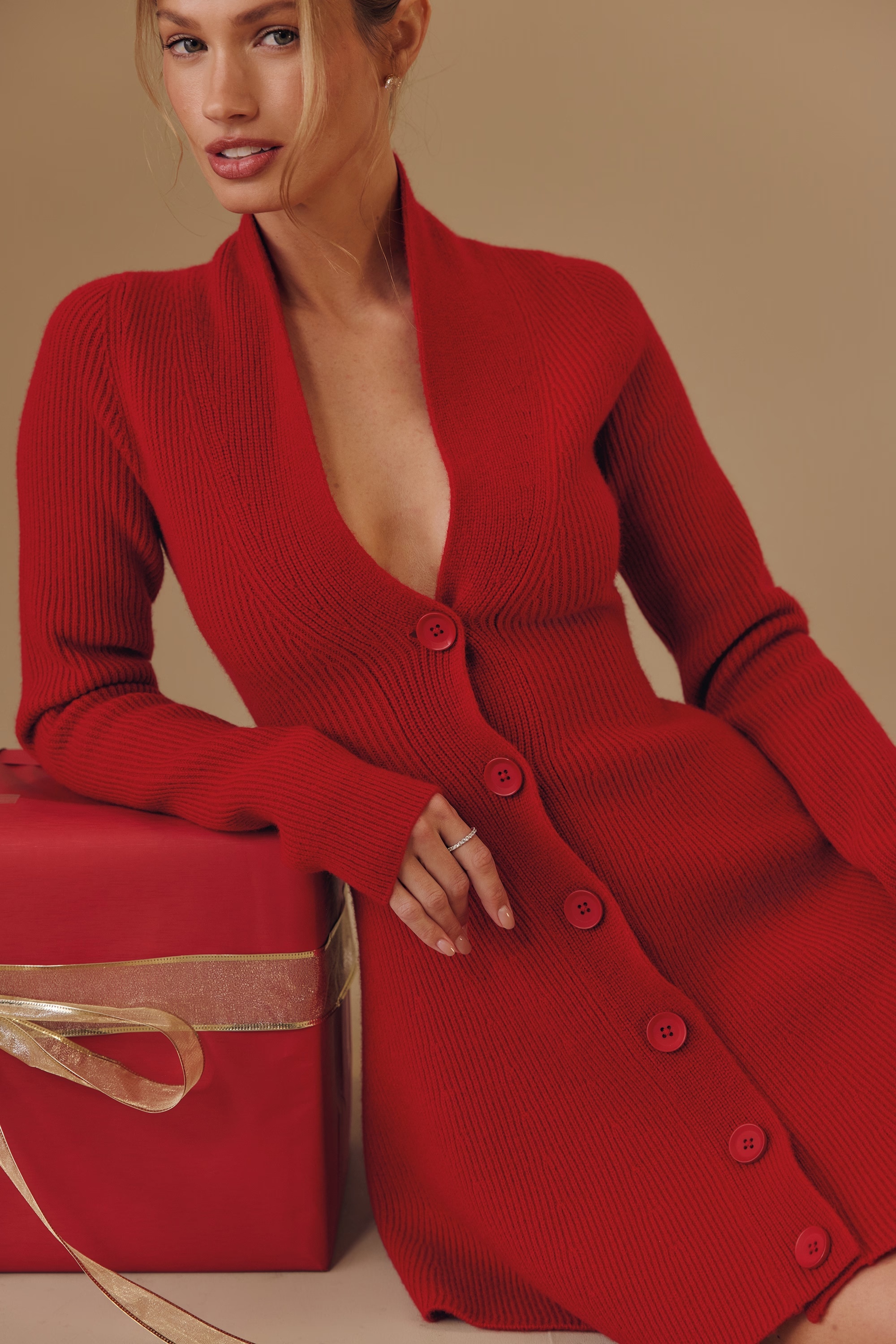 324-red-pure-new-wool-cardigan-mini-dress-3.jpg red pure new wool cardigan mini dress