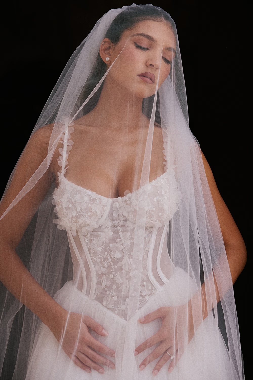 white ultra long soft tulle veil