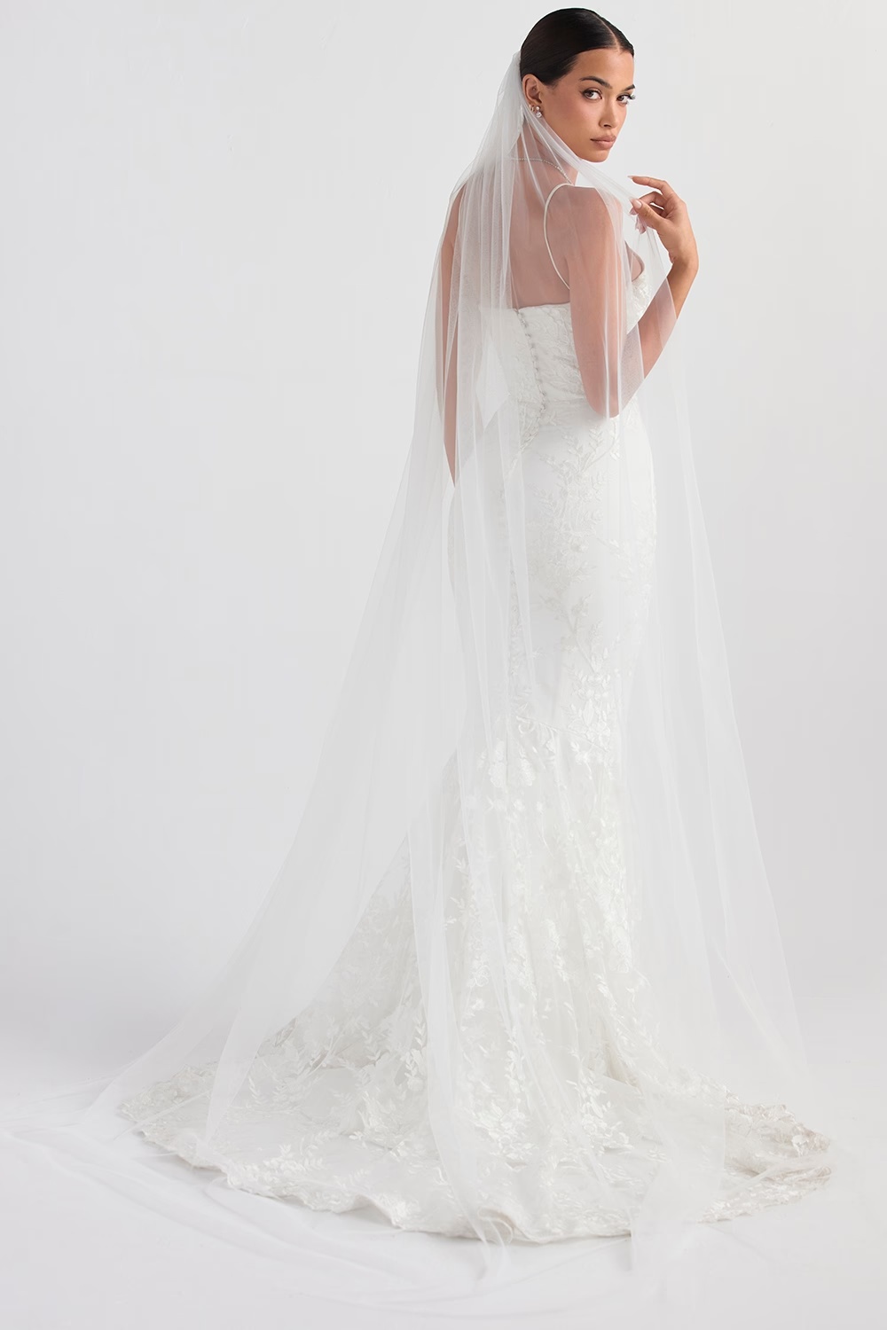 white ultra long soft tulle veil