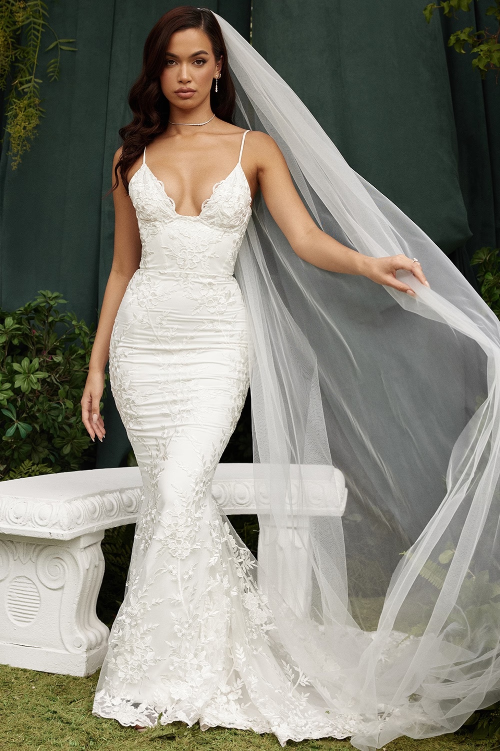 white lace bridal gown