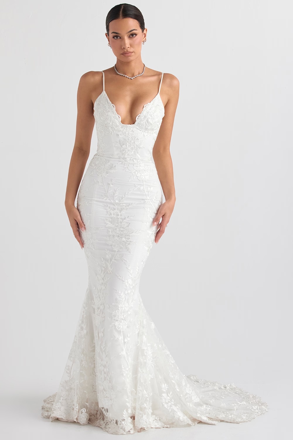 white lace bridal gown