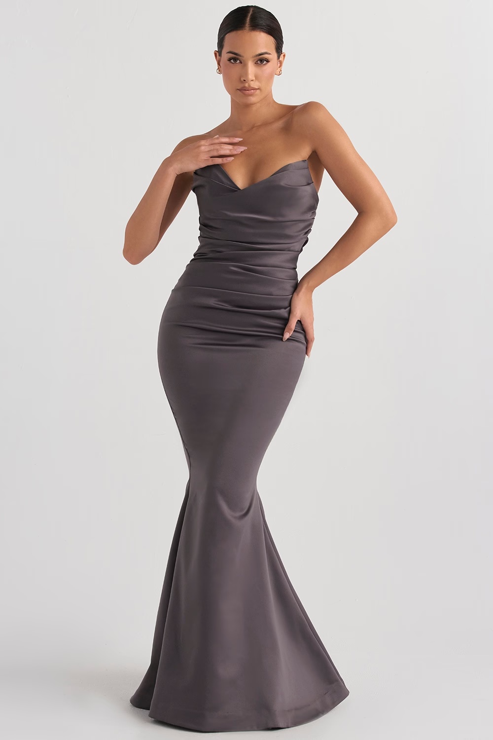 shadow satin strapless gown - sale