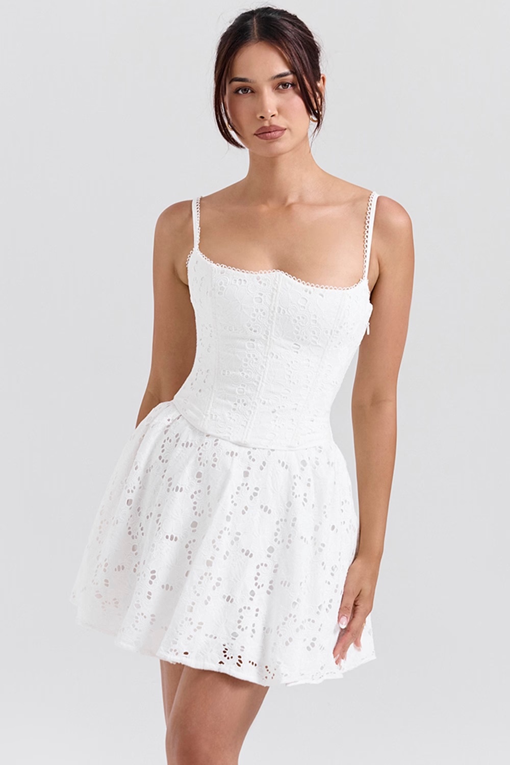 white broderie anglais mini dress - sale