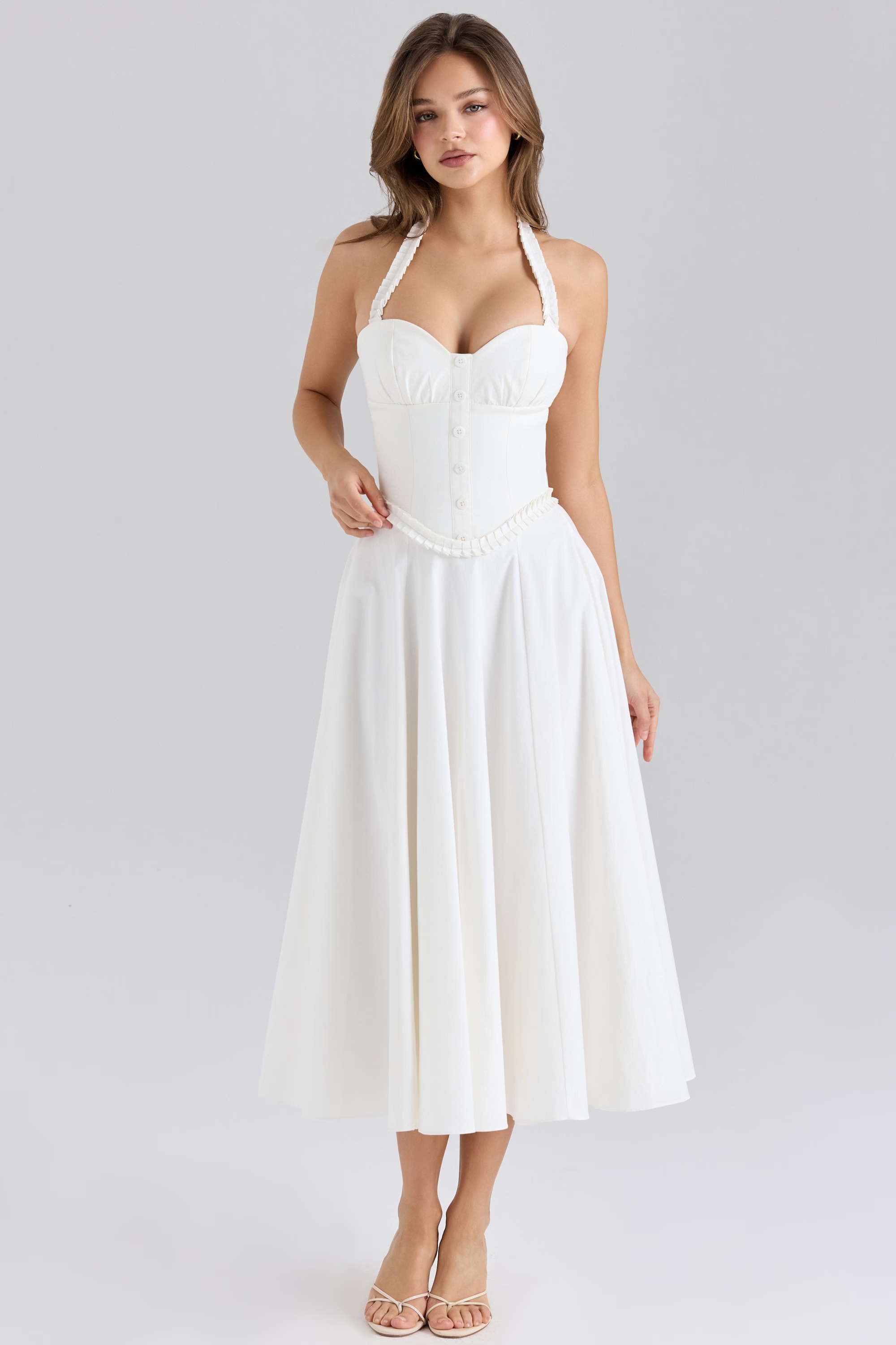 872-white-stretch-cotton-halter-neck-midi-dress-3.jpg white stretch cotton halter neck midi dress